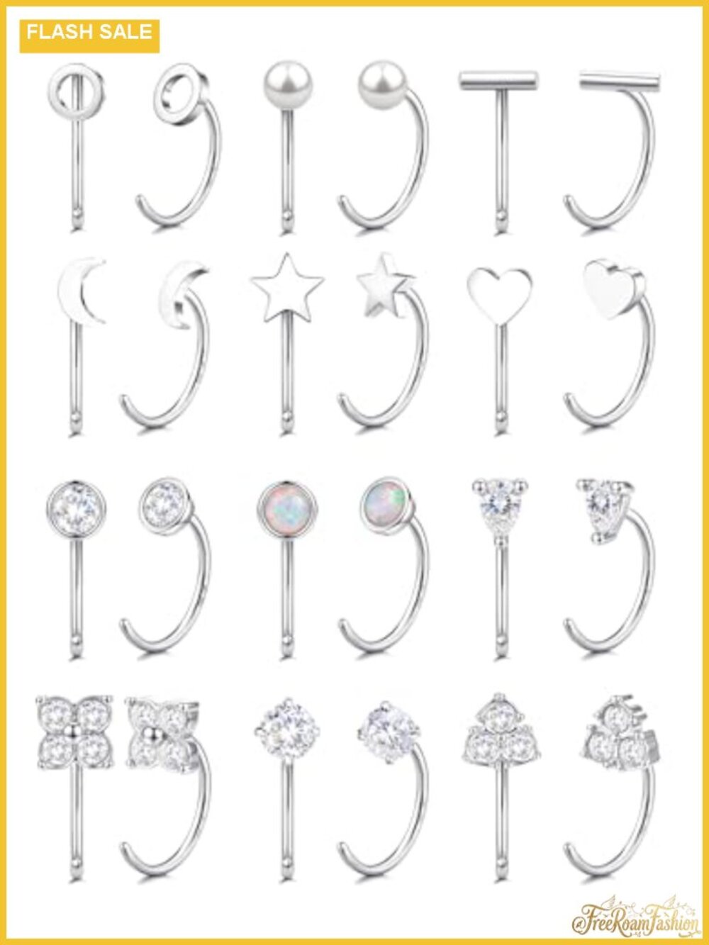 12 Pair Hypoallergenic Huggie Half Hoop Earrings Backless for Women Stainless